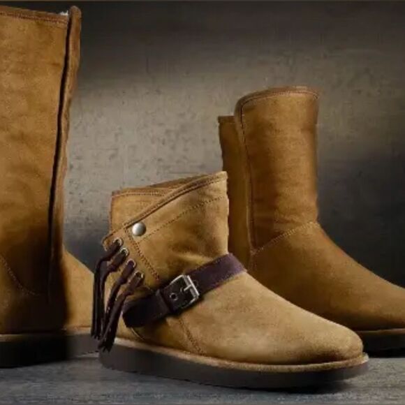 UGG Karisa tassel 1009251 luxe collection brown suede boots with fringe size 7 - Picture 4 of 16